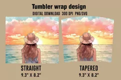 3D Beach Lady Tumbler Wrap Designs, Sublimation Designs Product Image 2