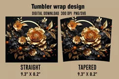 3D Black And Golden Rose Tumbler Wrap Designs Product Image 2