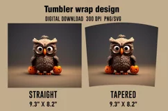 3D Halloween Owl Tumbler Wrap Designs, Sublimation Designs Product Image 2
