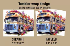 3D Floral Bus Tumbler Wrap Designs, Sublimation Designs Product Image 2