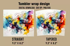 Water Color Splash Tumbler Wrap Designs, 20oz Skinny Tumbler Product Image 2