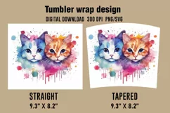 3D Cute Cats Tumbler Wrap Designs, Sublimation Designs Product Image 2