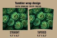 3D Cute Green Roses Tumbler Designs, Sublimation Design Product Image 2