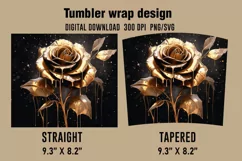 3D Black And Golden Rose Tumbler Wrap Designs Product Image 2