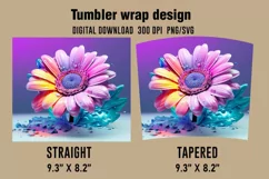 3D Floral Watercolor Splash Tumbler Wrap Designs Product Image 2