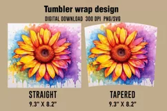 3D Sunflower Tumbler Wrap Designs, Sublimation Design Product Image 2