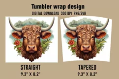 3D Highland Cow Tumbler Wrap , Sublimation Designs Product Image 2