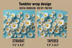 3D Daisies Flowers Tumbler Wrap Designs, Sublimation Tumbler Product Image 2