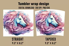 3D Pony Horse Tumbler Wrap Designs, Sublimation Designs Product Image 2