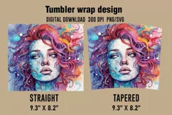 3D Lady Watercolor Splash Tumbler Wrap Designs Product Image 2