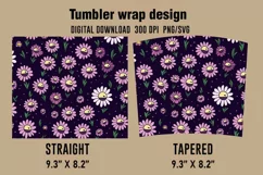 3D Daisies Flowers Tumbler Wrap Designs, Sublimation Tumbler Product Image 2