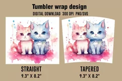 3D Cute Cats Tumbler Wrap Designs, Sublimation Designs Product Image 2