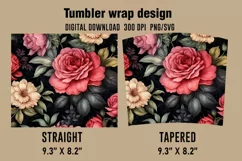 3D Flowers Tumbler Wrap Designs, Sublimation Design Product Image 2