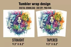 3D Tiger Lady Tumbler Wrap Designs, Sublimation Designs Product Image 2