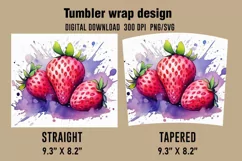 3D Strawberry Tumbler Wrap Designs, Sublimation Designs Product Image 2