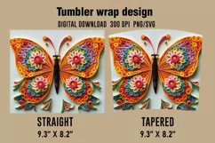 3D Butterfly Tumbler Wrap Designs, Sublimation Designs Product Image 2