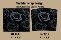 3D Black Roses Tumbler Wrap Designs, Sublimation Designs Product Image 2