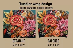 3D Cute Flowers Tumbler Wrap Designs, Sublimation Designs Product Image 2