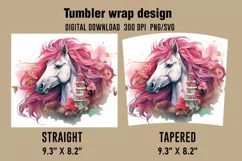 3D Pony Horse Tumbler Wrap Designs, Sublimation Designs Product Image 2