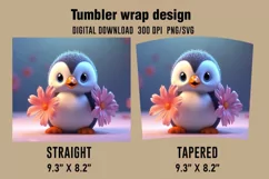 3D Cute Penguin Tumbler Wrap Designs, Sublimation Designs Product Image 2