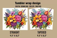 3D Beautiful Flowers Tumbler Wrap , Sublimation Designs Product Image 2