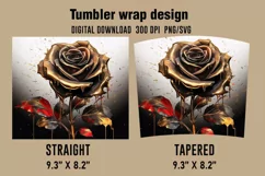 3D Black And Golden Rose Tumbler Wrap Designs Product Image 2