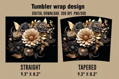 3D Black And Golden Rose Tumbler Wrap Designs Product Image 2