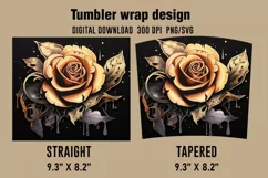 3D Black And Golden Rose Tumbler Wrap Designs Product Image 2