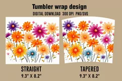 3D Daisies Flowers Tumbler Wrap Designs, Sublimation Tumbler Product Image 2