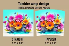 3D Floral Watercolor Splash Tumbler Wrap Designs Product Image 2