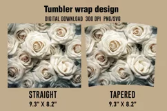 3D White Flowers Tumbler Wrap Designs, Sublimation Designs Product Image 2