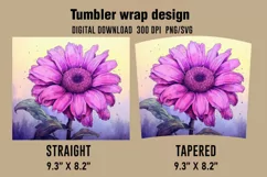 3D Purple Sunflower Tumbler Wrap Designs, Sublimation Design Product Image 2