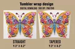 3D Butterfly Tumbler Wrap Designs, Sublimation Designs Product Image 2