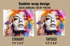 3D Lady Watercolor Splash Tumbler Wrap Designs Product Image 2