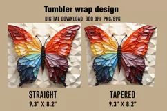 3D Butterfly Tumbler Wrap Designs, Sublimation Designs Product Image 2