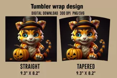 3D Halloween Tiger Tumbler Wrap Designs, Sublimation Designs Product Image 2