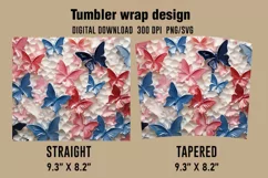 3D Butterfly Tumbler Wrap Designs, Sublimation Designs Product Image 2