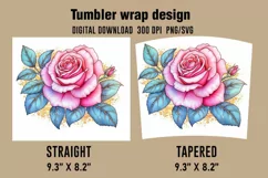 3D Cute Flowers Tumbler Wrap Designs, Sublimation Designs Product Image 2