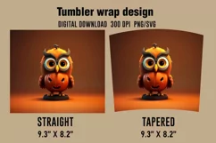 3D Halloween Owl Tumbler Wrap Designs, Sublimation Designs Product Image 2