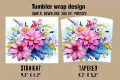 3D Cute Flowers Tumbler Wrap Designs, Sublimation Design Product Image 2