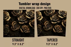 3D Black Roses Tumbler Wrap Designs, Sublimation Designs Product Image 2