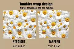 3D Daisies Flowers Tumbler Wrap Designs, Sublimation Tumbler Product Image 2