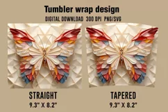 3D Butterfly Tumbler Wrap Designs, Sublimation Designs Product Image 2