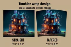3D Haunted House Tumbler Wrap Designs, Sublimation Designs Product Image 2