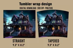 3D Haunted House Tumbler Wrap Designs, Sublimation Designs Product Image 2
