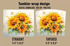 3D Sunflower Watercolor Splash Tumbler Wrap Designs Product Image 2