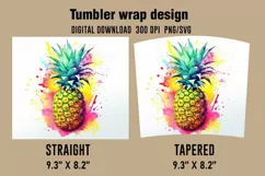 3D Pineapple Watercolor Splash Tumbler Wrap Designs Product Image 2