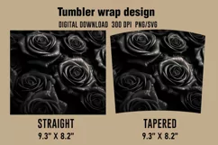 3D Black Roses Tumbler Wrap Designs, Sublimation Designs Product Image 2