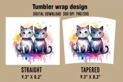 3D Cute Cats Tumbler Wrap Designs, Sublimation Designs Product Image 2