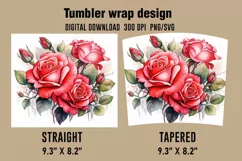 3D Red Rose Tumbler Wrap Designs, Sublimation Design Product Image 2